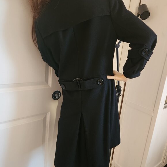 Edina Ronay London Black Wool Double-Breasted Pea Coat Small S - Picture 12 of 14